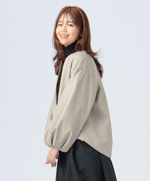 BEAMS HEART（ビームスハート）の「【WEB限定】フェイクレザー コクーン ブルゾン（ブルゾン・レディース・ブラック/ブラウン系その他2・FREE）」の2枚目の写真