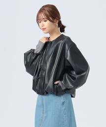 BEAMS HEART | 【WEB限定】フェイクレザー コクーン ブルゾン(ブルゾン)