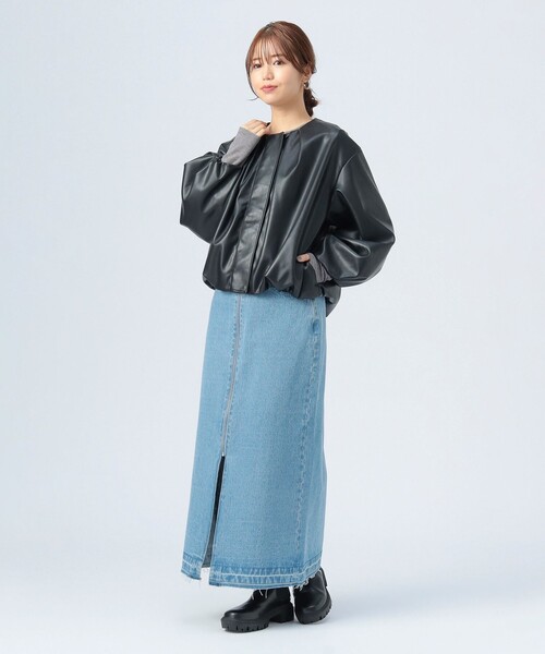 BEAMS HEART（ビームスハート）の「【WEB限定】フェイクレザー コクーン ブルゾン（ブルゾン・レディース・ブラック/ブラウン系その他2・FREE）」の21枚目の写真