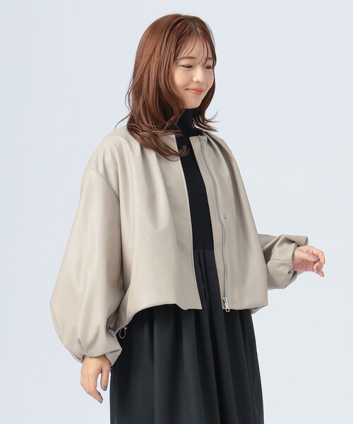 BEAMS HEART（ビームスハート）の「【WEB限定】フェイクレザー コクーン ブルゾン（ブルゾン・レディース・ブラック/ブラウン系その他2・FREE）」の3枚目の写真