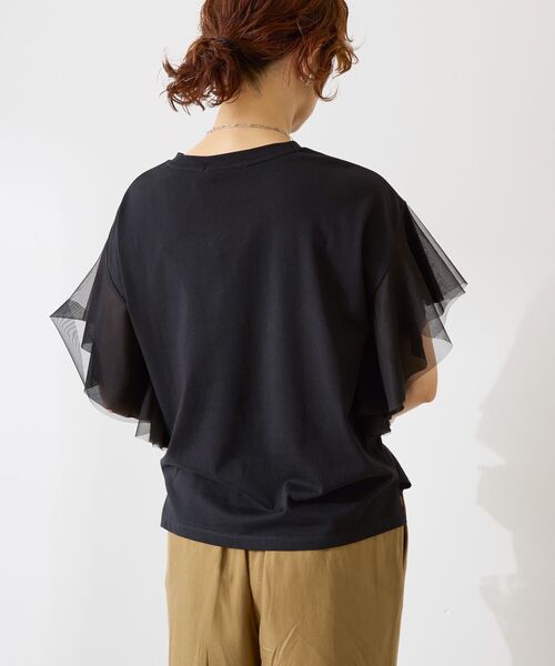 AMERICAN HOLIC(アメリカンホリック)の「袖チュールサイドスリットプルオーバー(Tシャツ/カットソー・レディース・アイボリー/ブラック/ネイビー・M/L)」の20枚目の写真