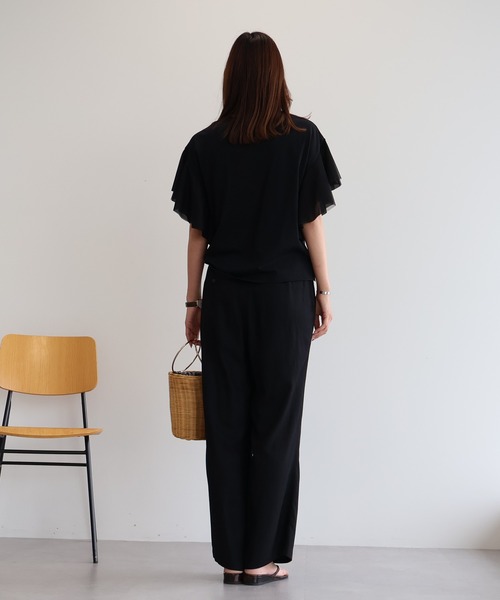 AMERICAN HOLIC(アメリカンホリック)の「袖チュールサイドスリットプルオーバー(Tシャツ/カットソー・レディース・アイボリー/ブラック/ネイビー・M/L)」の8枚目の写真