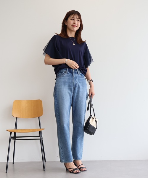 AMERICAN HOLIC(アメリカンホリック)の「袖チュールサイドスリットプルオーバー(Tシャツ/カットソー・レディース・アイボリー/ブラック/ネイビー・M/L)」の10枚目の写真