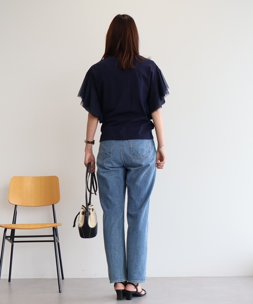 AMERICAN HOLIC(アメリカンホリック)の「袖チュールサイドスリットプルオーバー(Tシャツ/カットソー・レディース・アイボリー/ブラック/ネイビー・M/L)」の11枚目の写真