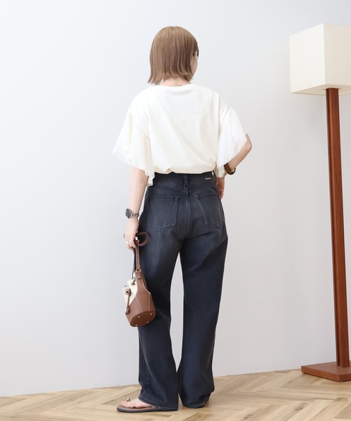 AMERICAN HOLIC(アメリカンホリック)の「袖チュールサイドスリットプルオーバー(Tシャツ/カットソー・レディース・アイボリー/ブラック/ネイビー・M/L)」の15枚目の写真