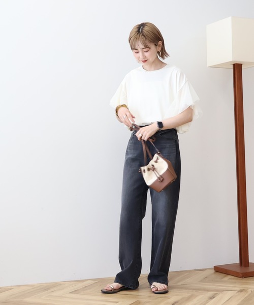 AMERICAN HOLIC(アメリカンホリック)の「袖チュールサイドスリットプルオーバー(Tシャツ/カットソー・レディース・アイボリー/ブラック/ネイビー・M/L)」の14枚目の写真