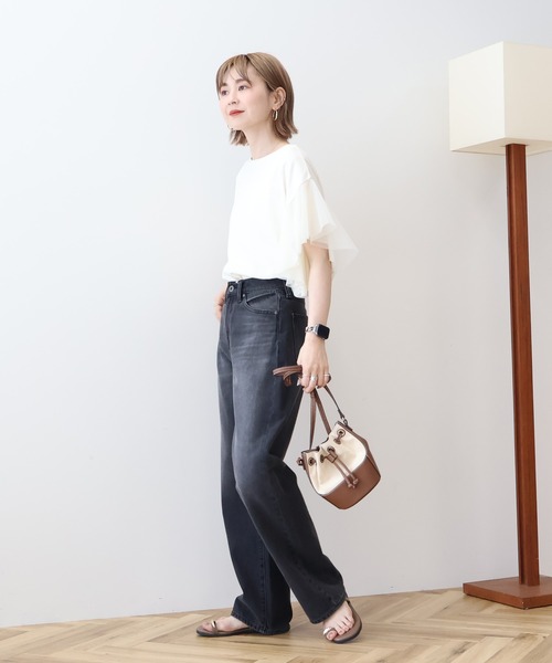 AMERICAN HOLIC(アメリカンホリック)の「袖チュールサイドスリットプルオーバー(Tシャツ/カットソー・レディース・アイボリー/ブラック/ネイビー・M/L)」の16枚目の写真