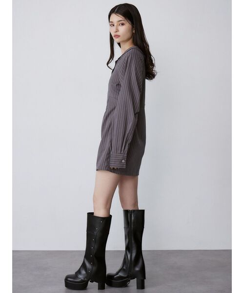 MURUA（ムルーア）の「アシメショルダーミニシャツワンピース（ワンピース・レディース・ホワイト/ベージュ/グレー・FREE）」の10枚目の写真