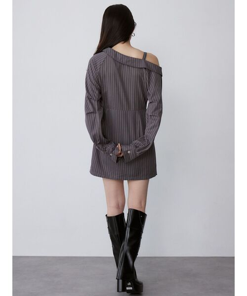 MURUA（ムルーア）の「アシメショルダーミニシャツワンピース（ワンピース・レディース・ホワイト/ベージュ/グレー・FREE）」の12枚目の写真