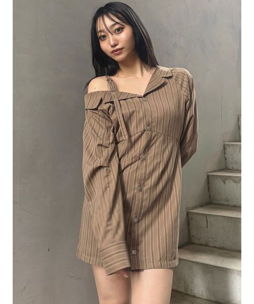 MURUA（ムルーア）の「アシメショルダーミニシャツワンピース（ワンピース・レディース・ホワイト/ベージュ/グレー・FREE）」の21枚目の写真