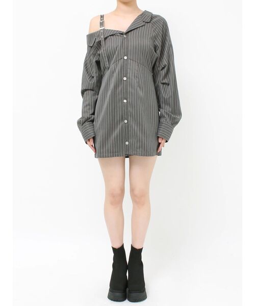 MURUA(ムルーア)の「アシメショルダーミニシャツワンピース(ワンピース・レディース・ホワイト/ベージュ/グレー・FREE)」の19枚目の写真