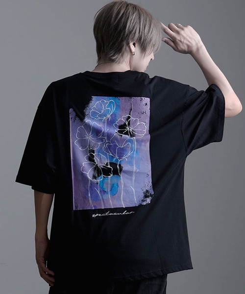 CavariA(キャバリア)の「『CavariA/キャバリア』花デザイン半袖Tシャツ(Tシャツ/カットソー・メンズ・ブラック系2/ブラック系4/ホワイト系3/ホワイト系2/ブラック系3/ブラック系1/ホワイト系4/ホワイト系1・L/M)」の8枚目の写真