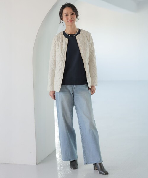 J.PRESS(ジェイプレス)の「【洗える】BASIC STRETCH DENIM ワイド ストレート デニム(デニムパンツ・レディース・ネイビー系/ホワイト系/スカイブルー系/ダルブルー系・T13/T17/T15)」の9枚目の写真