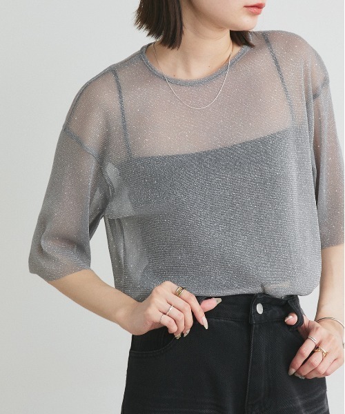 ad thie(アドティエ)の「ビスチェレイヤード ラメカットソー(Tシャツ/カットソー・レディース・シルバー/グレー・FREE)」の21枚目の写真
