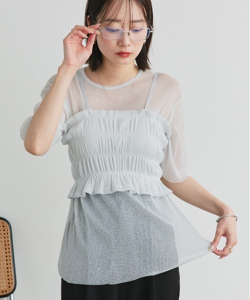 ad thie(アドティエ)の「ビスチェレイヤード ラメカットソー(Tシャツ/カットソー・レディース・シルバー/グレー・FREE)」の19枚目の写真