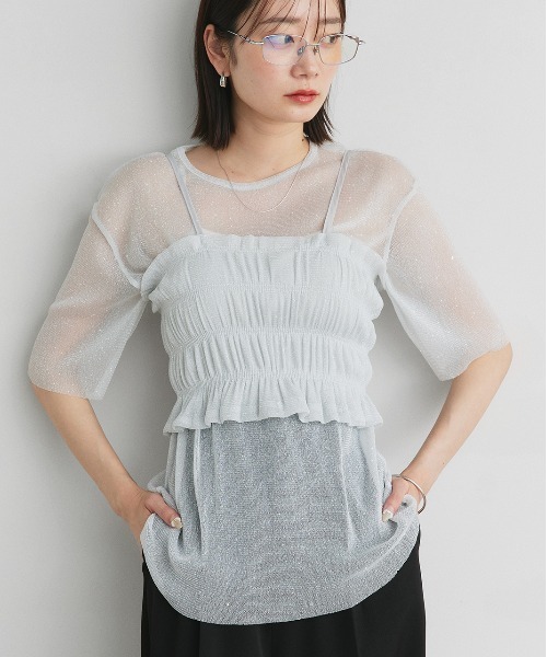 ad thie(アドティエ)の「ビスチェレイヤード ラメカットソー(Tシャツ/カットソー・レディース・シルバー/グレー・FREE)」の18枚目の写真