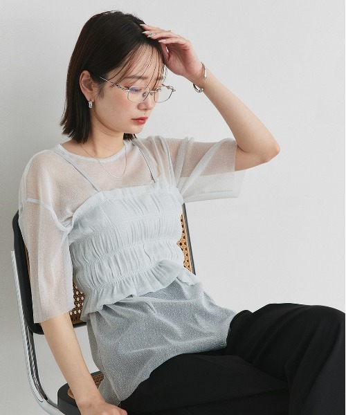 ad thie(アドティエ)の「ビスチェレイヤード ラメカットソー(Tシャツ/カットソー・レディース・シルバー/グレー・FREE)」の17枚目の写真