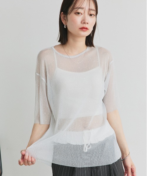 ad thie(アドティエ)の「ビスチェレイヤード ラメカットソー(Tシャツ/カットソー・レディース・シルバー/グレー・FREE)」の12枚目の写真