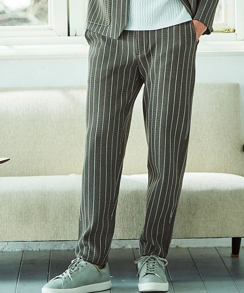 g-stage(ジーステージ)の「G-ZERO ダブルジャガード ストライプ サマーニットパンツ(その他パンツ・メンズ・ネイビー/ライトグレー系/ブラウン・46/48/50)」の4枚目の写真