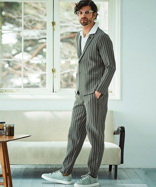 g-stage(ジーステージ)の「G-ZERO ダブルジャガード ストライプ サマーニットパンツ(その他パンツ・メンズ・ネイビー/ライトグレー系/ブラウン・46/48/50)」の5枚目の写真