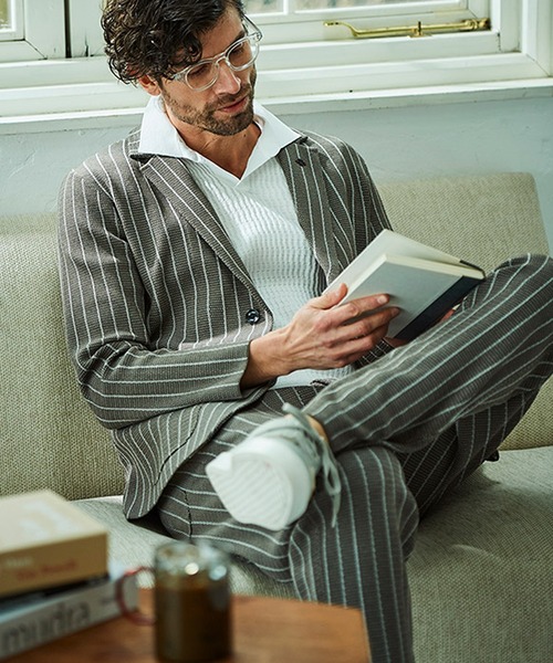 g-stage(ジーステージ)の「G-ZERO ダブルジャガード ストライプ サマーニットパンツ(その他パンツ・メンズ・ネイビー/ライトグレー系/ブラウン・46/48/50)」の6枚目の写真