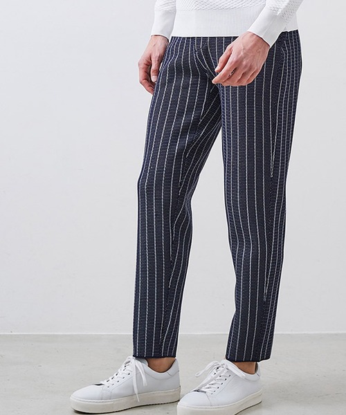 g-stage(ジーステージ)の「G-ZERO ダブルジャガード ストライプ サマーニットパンツ(その他パンツ・メンズ・ネイビー/ライトグレー系/ブラウン・46/48/50)」の9枚目の写真