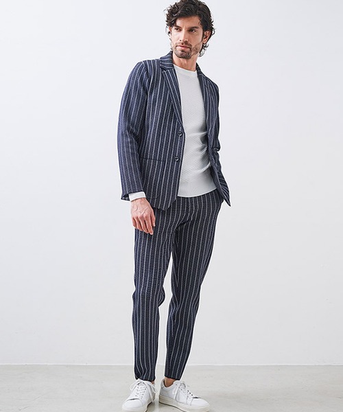 g-stage(ジーステージ)の「G-ZERO ダブルジャガード ストライプ サマーニットパンツ(その他パンツ・メンズ・ネイビー/ライトグレー系/ブラウン・46/48/50)」の11枚目の写真