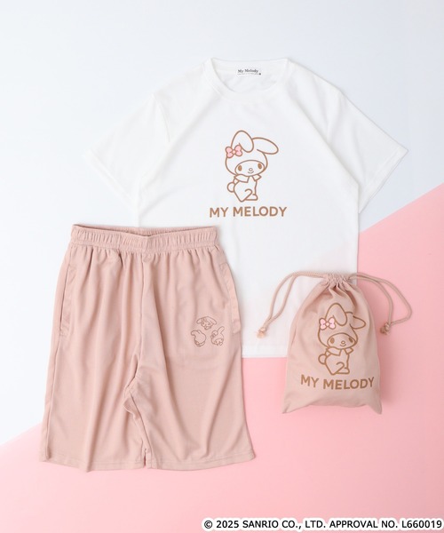 sanrio（サンリオ）の「サンリオキャラクターズ　プリントドライワッフル上下セット（ルームウェア/パジャマ・メンズ・ホワイト系その他/ピンク/パープル系その他/ホワイト×ネイビー/チャコール/ブラック/ブルーグレー/ピンクベージュ/エメラルド/ネイビー/カーキ系/ピンク系その他/ライトグリーン/チャコールグレー・L/LL/M）」の2枚目の写真