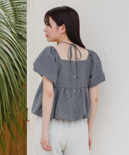 ２点　kastane バルーンブラウス　ネイビーとニットタグリブTEE ブルー 2WAY/4色展開】バルーンブラウス（シャツ/ブラウス）｜Kastane