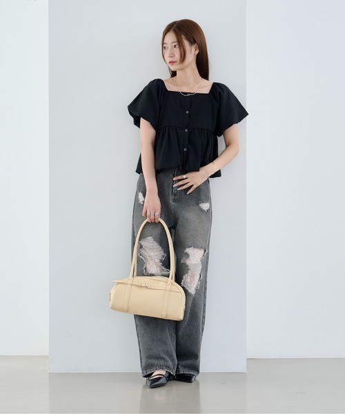 Kastane カスタネ バルーンブラウス 前後2way Kastane ブラウス シャツ 「2WAY/4色展開」バルーンブラウス