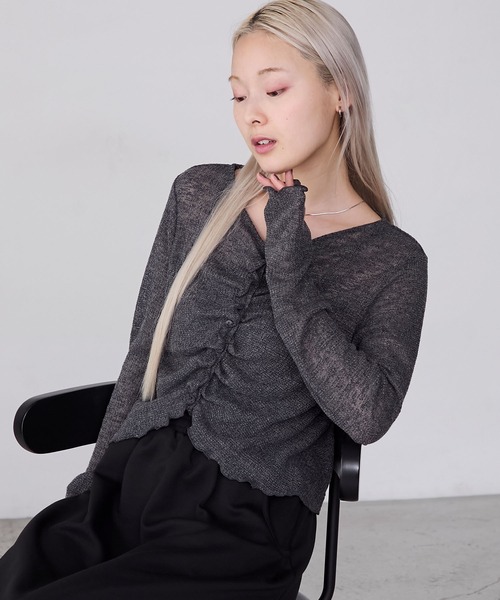【forksy.】シアーワッフルタックボタンカーディガン