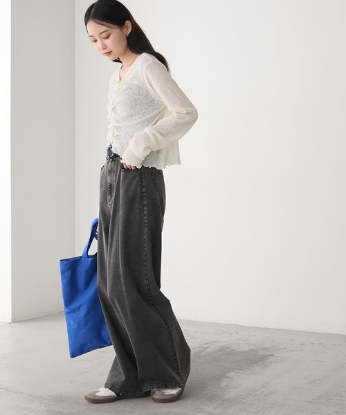 forksy.(フォルクシー)の「【forksy.】シアーワッフルタックボタンカーディガン(カーディガン/ボレロ・レディース・オフホワイト/ブラック/ブラウン/ピンク/チャコールグレー・FREE)」の14枚目の写真