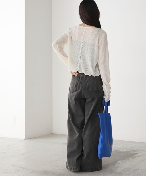 forksy.】シアーワッフルタックボタンカーディガン forksy