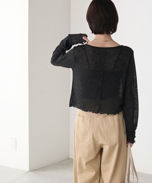 forksy.(フォルクシー)の「【forksy.】シアーワッフルタックボタンカーディガン(カーディガン/ボレロ・レディース・オフホワイト/ブラック/ブラウン/ピンク/チャコールグレー・FREE)」の20枚目の写真