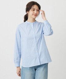 J.PRESS（ジェイプレス）の「BEZ ドビーストライプ バンドカラー ブラウス（シャツ/ブラウス）」