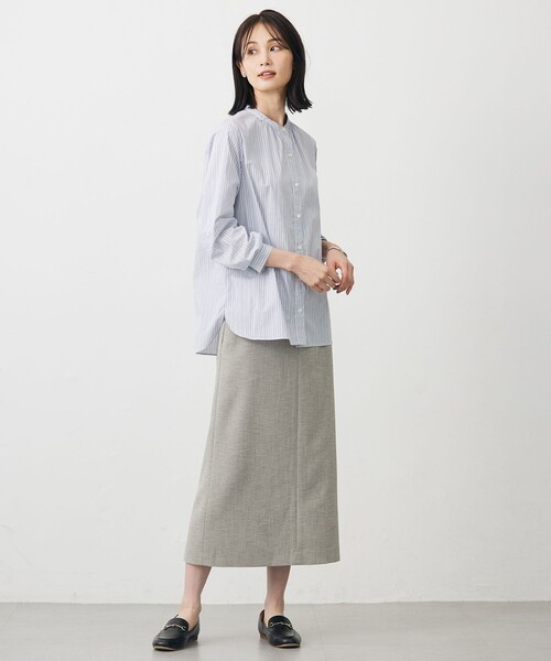 J.PRESS(ジェイプレス)の「BEZ ドビーストライプ バンドカラー ブラウス(シャツ/ブラウス・レディース・ネイビー系1/サックスブルー系1/ピンク系1・11/9)」の4枚目の写真