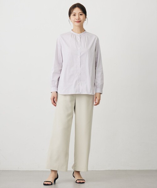 J.PRESS(ジェイプレス)の「BEZ ドビーストライプ バンドカラー ブラウス(シャツ/ブラウス・レディース・ネイビー系1/サックスブルー系1/ピンク系1・11/9)」の9枚目の写真