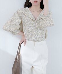 natural couture | 【WEB限定】オープンカラー袖口シャーリングブラウス(シャツ/ブラウス)