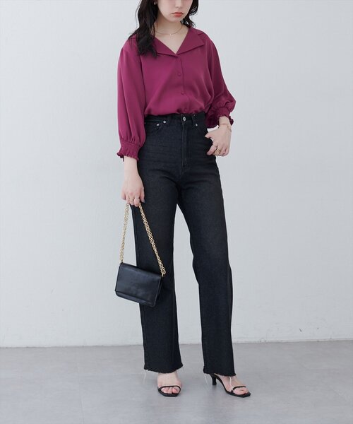 natural couture(ナチュラルクチュール)の「【WEB限定】オープンカラー袖口シャーリングブラウス(シャツ/ブラウス・レディース・ピンク/ブラウン/ブラック系その他/ホワイト系その他/グレイッシュベージュ/ブルー系その他・FREE)」の14枚目の写真