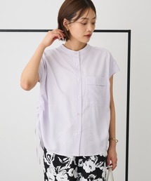 バンドカラーサイドドロストシャツ◆