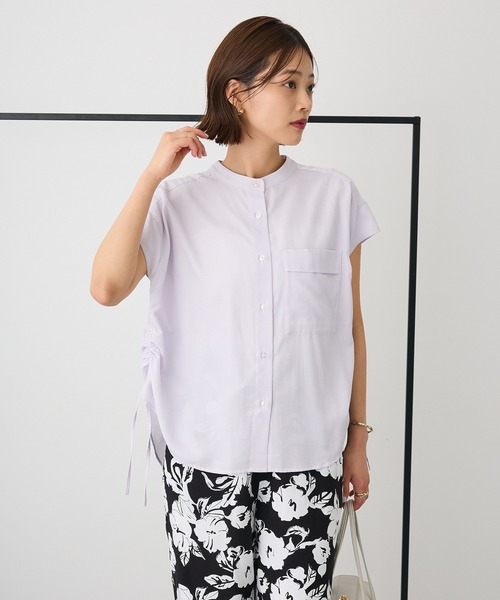 ブラウス シャツ バンドカラーサイドドロストシャツ レディース CRAFT STANDARD BOUTIQUE ブラウス シャツ バンドカラーサイド