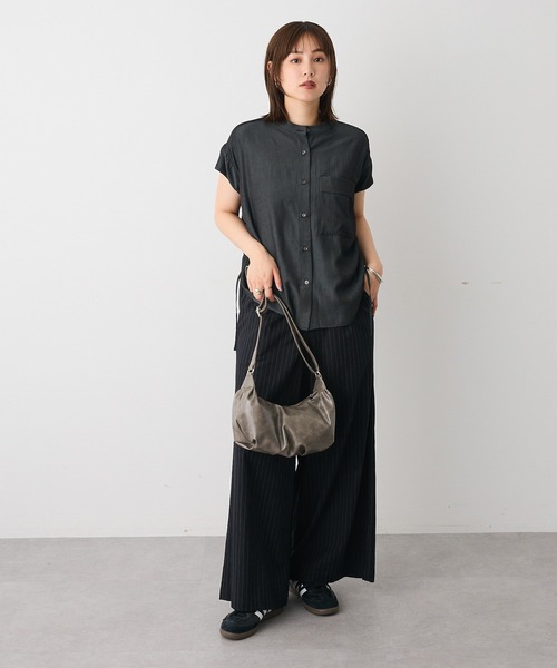 ブラウス シャツ バンドカラーサイドドロストシャツ レディース CRAFT STANDARD BOUTIQUE ブラウス シャツ バンドカラーサイド