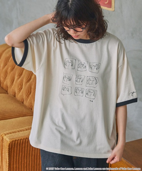 MONO-MART(モノマート)の「JOHN LENNON/ジョンレノン 別注 グラフィックプリント リンガー半袖Tシャツ(Tシャツ/カットソー・レディース・ネイビー/スミクロ/チャコール・FREE)」の20枚目の写真