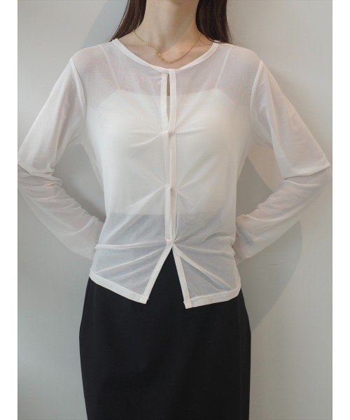 カットソー(長袖/七分) amel - amel  drape design tops RE ARRIVAL】drape design tops / white amel