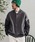 CAMBIO�i�J���r�I�j�́umj10873-Back Shaggy Cardboard Knit Combination Flight Jacket �t���C�g�W���P�b�g�i�~���^���[�W���P�b�g�j�v�b�`���R�[���O���[