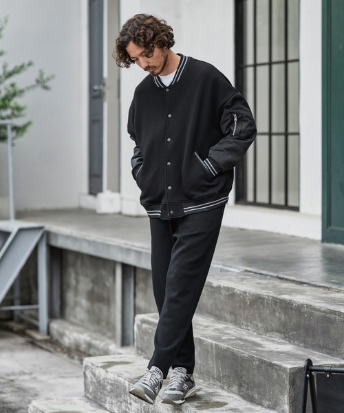 CAMBIO(カンビオ)の「mj10873-Back Shaggy Cardboard Knit Combination Flight Jacket フライトジャケット(ミリタリージャケット・メンズ・チャコールグレー/ブラック/ブラウン・S/M/L)」の14枚目の写真