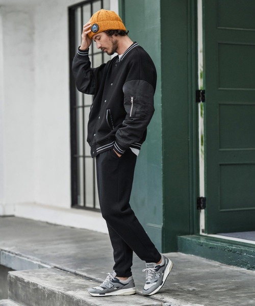 CAMBIO(カンビオ)の「mj10873-Back Shaggy Cardboard Knit Combination Flight Jacket フライトジャケット(ミリタリージャケット・メンズ・チャコールグレー/ブラック/ブラウン・S/M/L)」の15枚目の写真