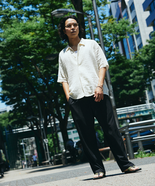 JOURNAL STANDARD relume(ジャーナルスタンダード レリューム)の「チェック シアー ドビー 半袖 シャツ(シャツ/ブラウス・メンズ・ブルー系その他/ブラウン系その他/ホワイト・LARGE/MEDIUM)」の4枚目の写真