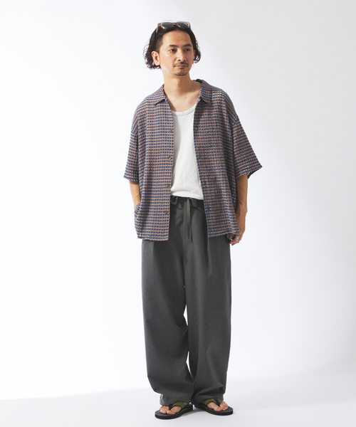 JOURNAL STANDARD relume(ジャーナルスタンダード レリューム)の「チェック シアー ドビー 半袖 シャツ(シャツ/ブラウス・メンズ・ブルー系その他/ブラウン系その他/ホワイト・LARGE/MEDIUM)」の6枚目の写真