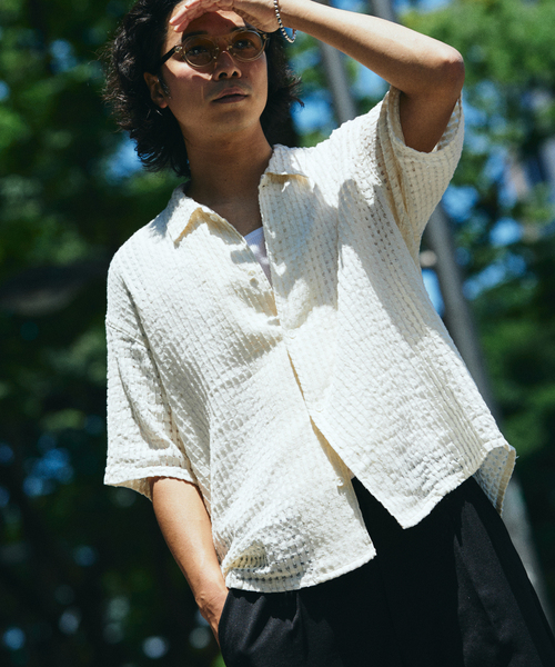 JOURNAL STANDARD relume(ジャーナルスタンダード レリューム)の「チェック シアー ドビー 半袖 シャツ(シャツ/ブラウス・メンズ・ブルー系その他/ブラウン系その他/ホワイト・LARGE/MEDIUM)」の16枚目の写真
